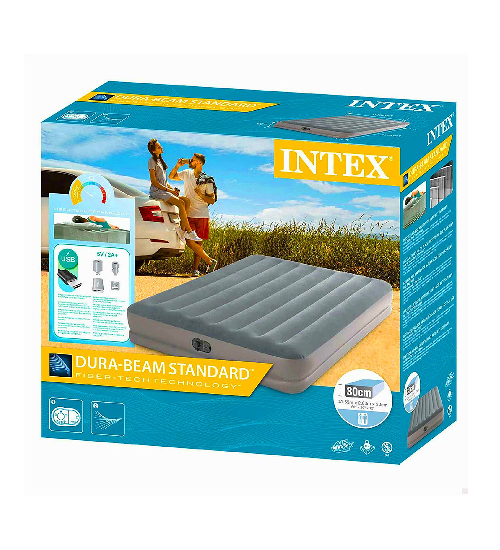 CAMA INFLABLE ELECTRICA GRIS USB 2 PL - 3