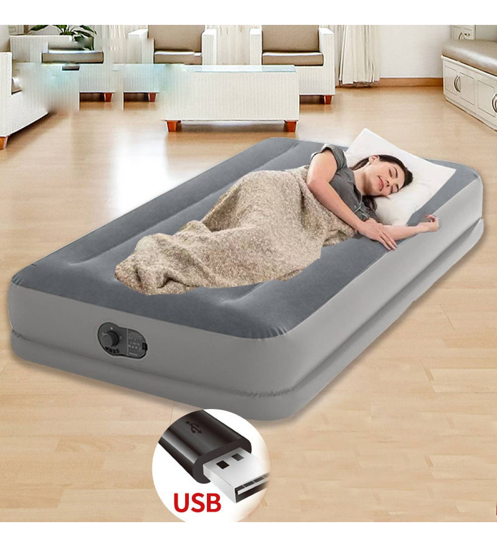 CAMA INFLABLE ELECTRICA GRIS USB 1 PL - 2