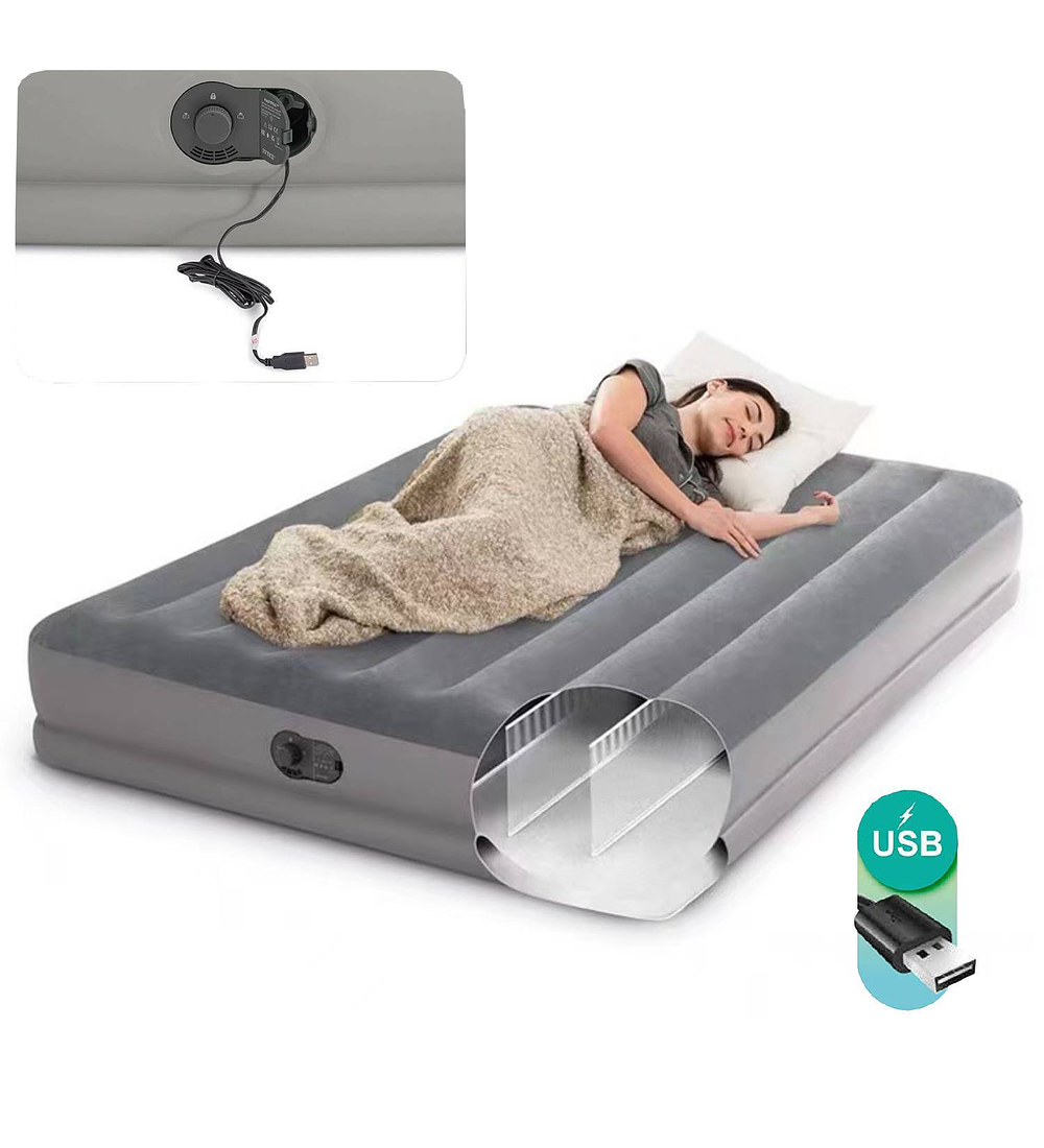 CAMA INFLABLE ELECTRICA GRIS USB 1 PL - 3