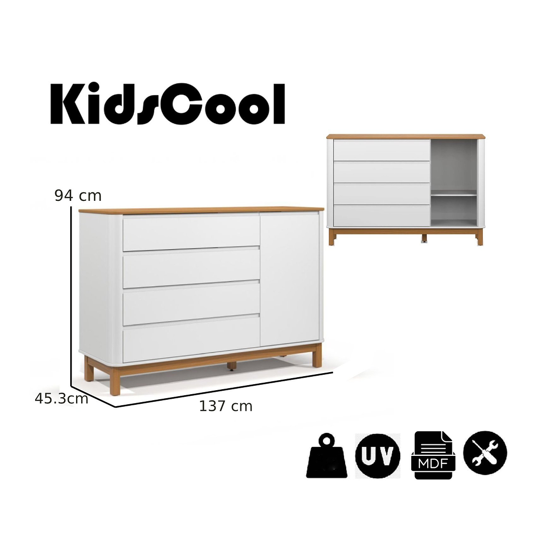 COMODA FLOW LAQUEADA BLANCA ECO WOOD - 4