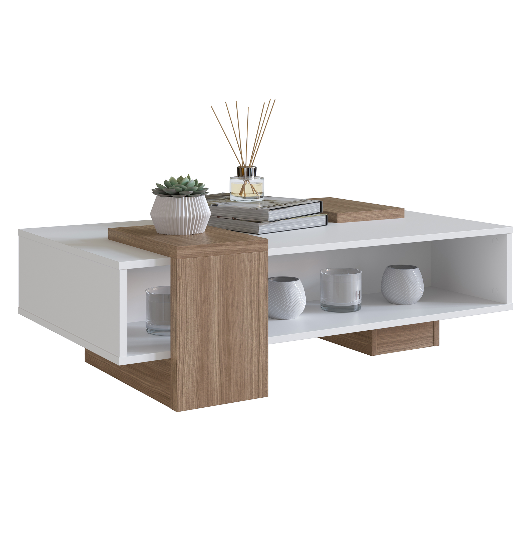 MESA DE CENTRO BLANCO CASTAÑO SENSE EMOVELL - 1