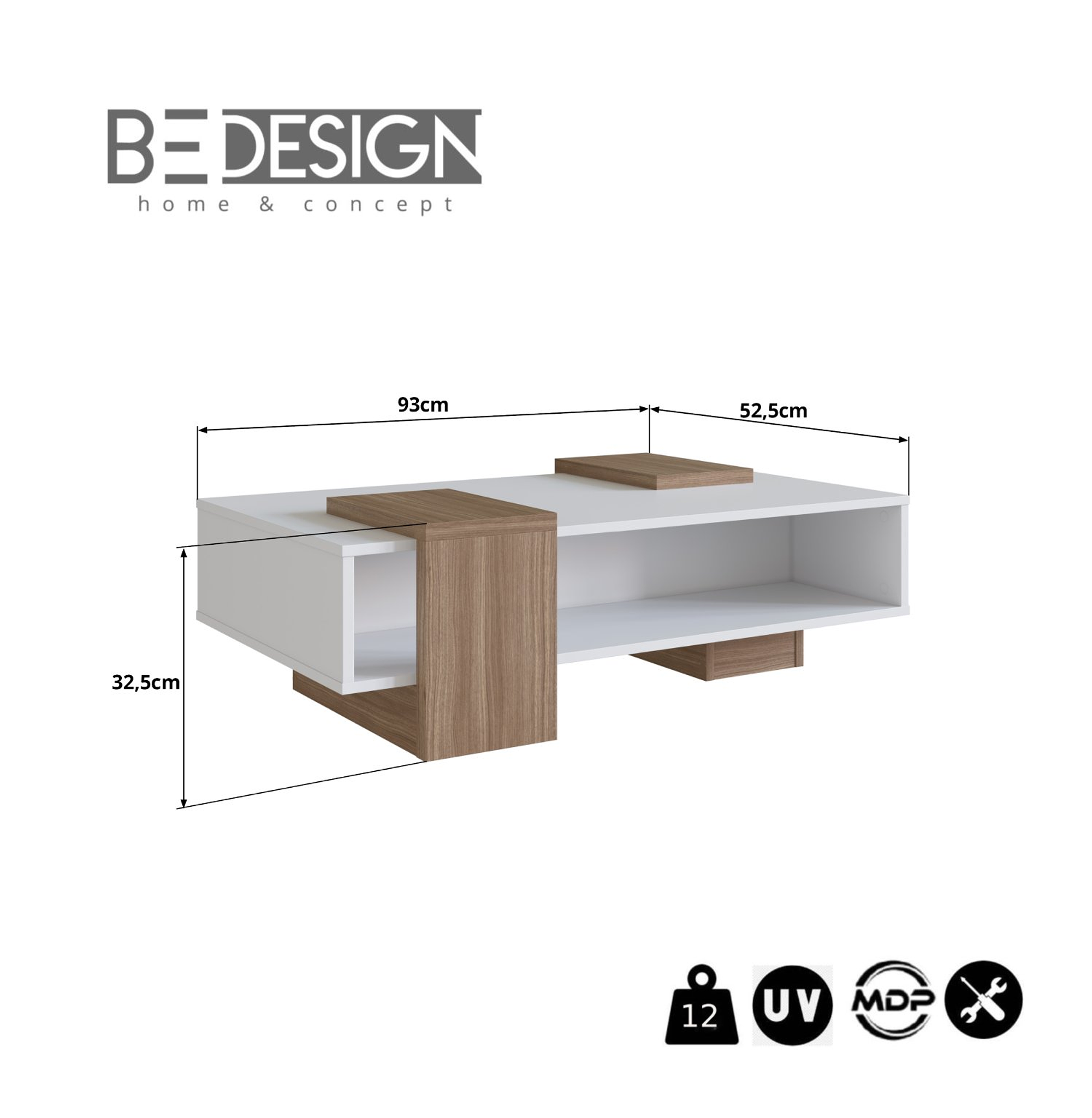 MESA DE CENTRO BLANCO CASTAÑO SENSE EMOVELL - 3