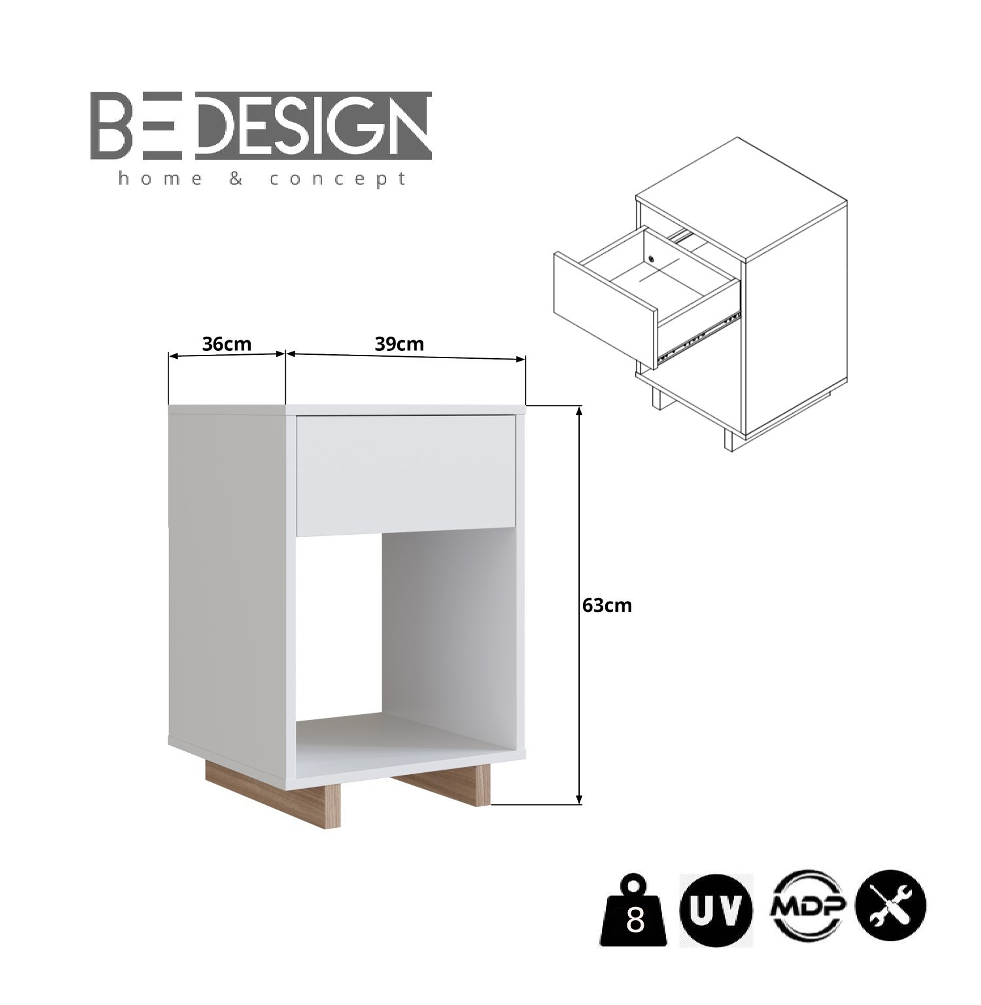 VELADOR 1 CAJON BLANCO NOMAD EMOVELL - 3