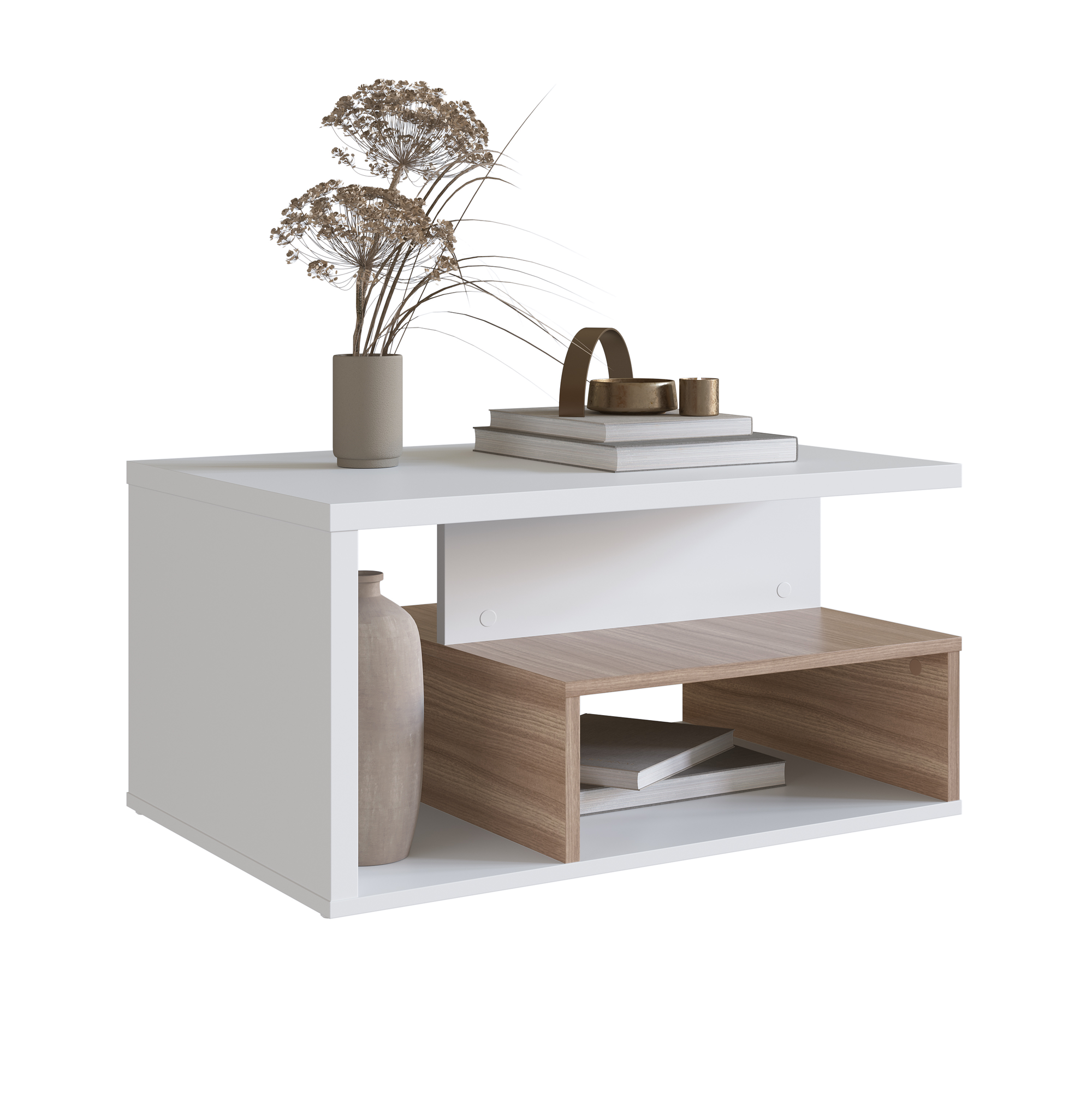 MESA DE CENTRO BLANCO CASTAÑO LINEA EMOVELL - 1