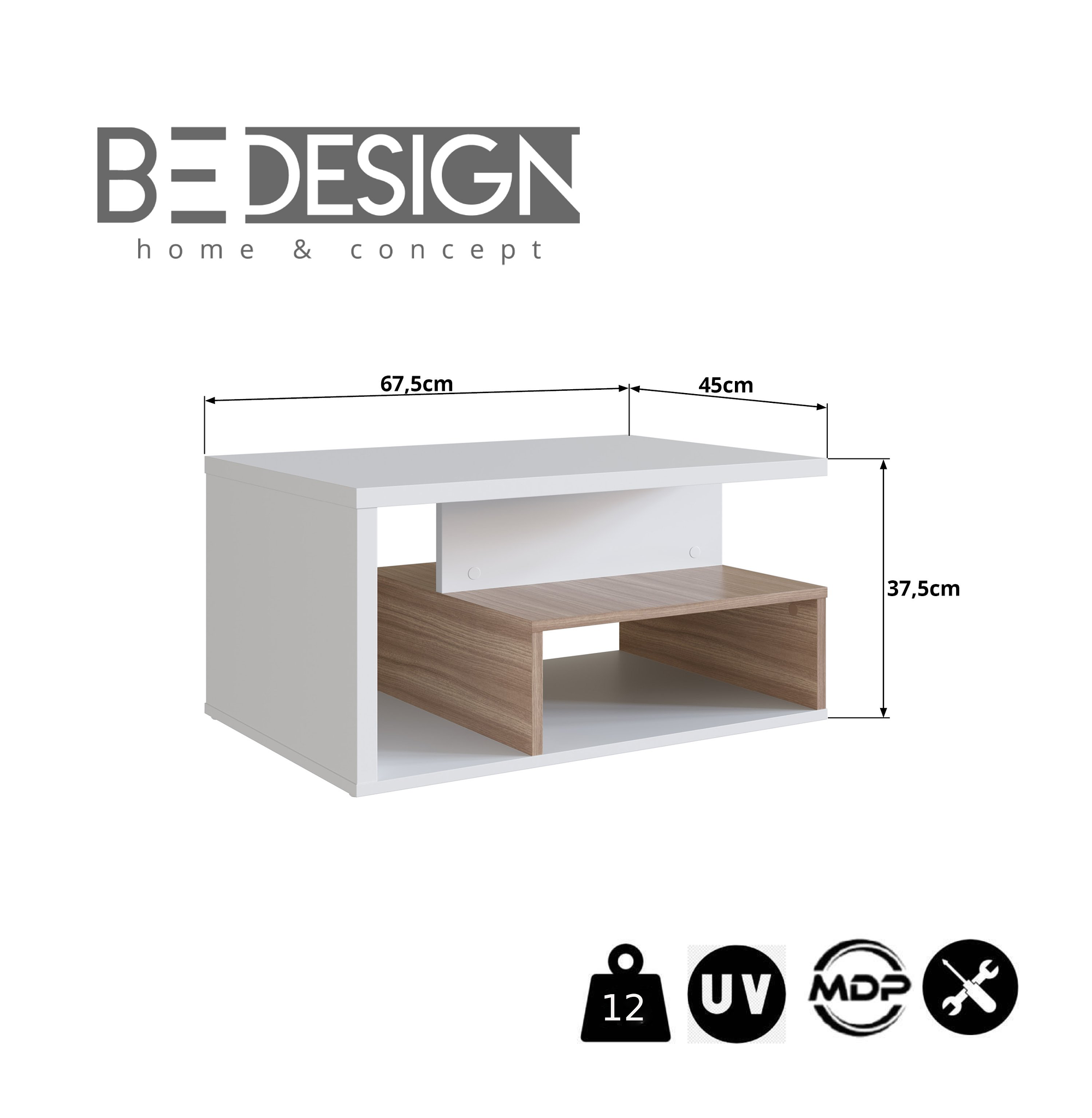 MESA DE CENTRO BLANCO CASTAÑO LINEA EMOVELL - 3