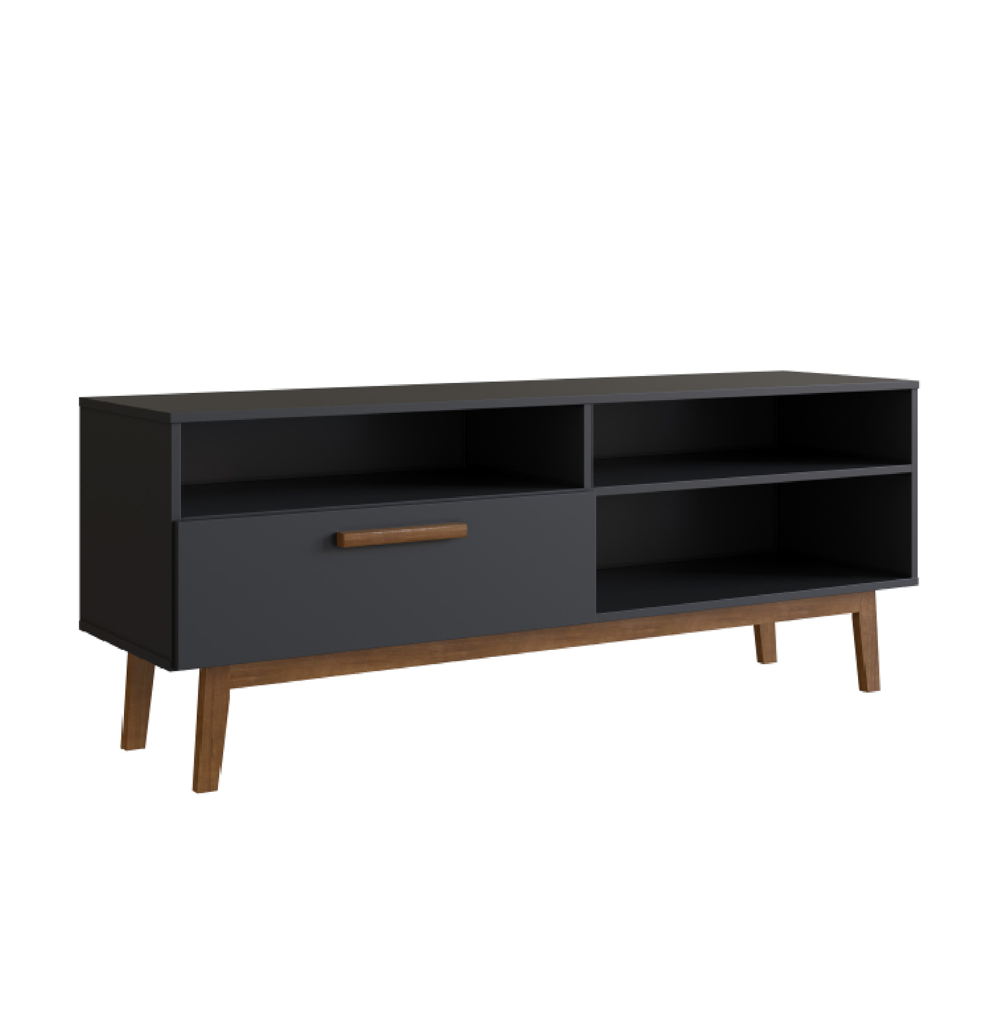 RACK CON 3 ESPACIOS Y PUERTA PARA TV 55' NEGRO EMOVELL - 1
