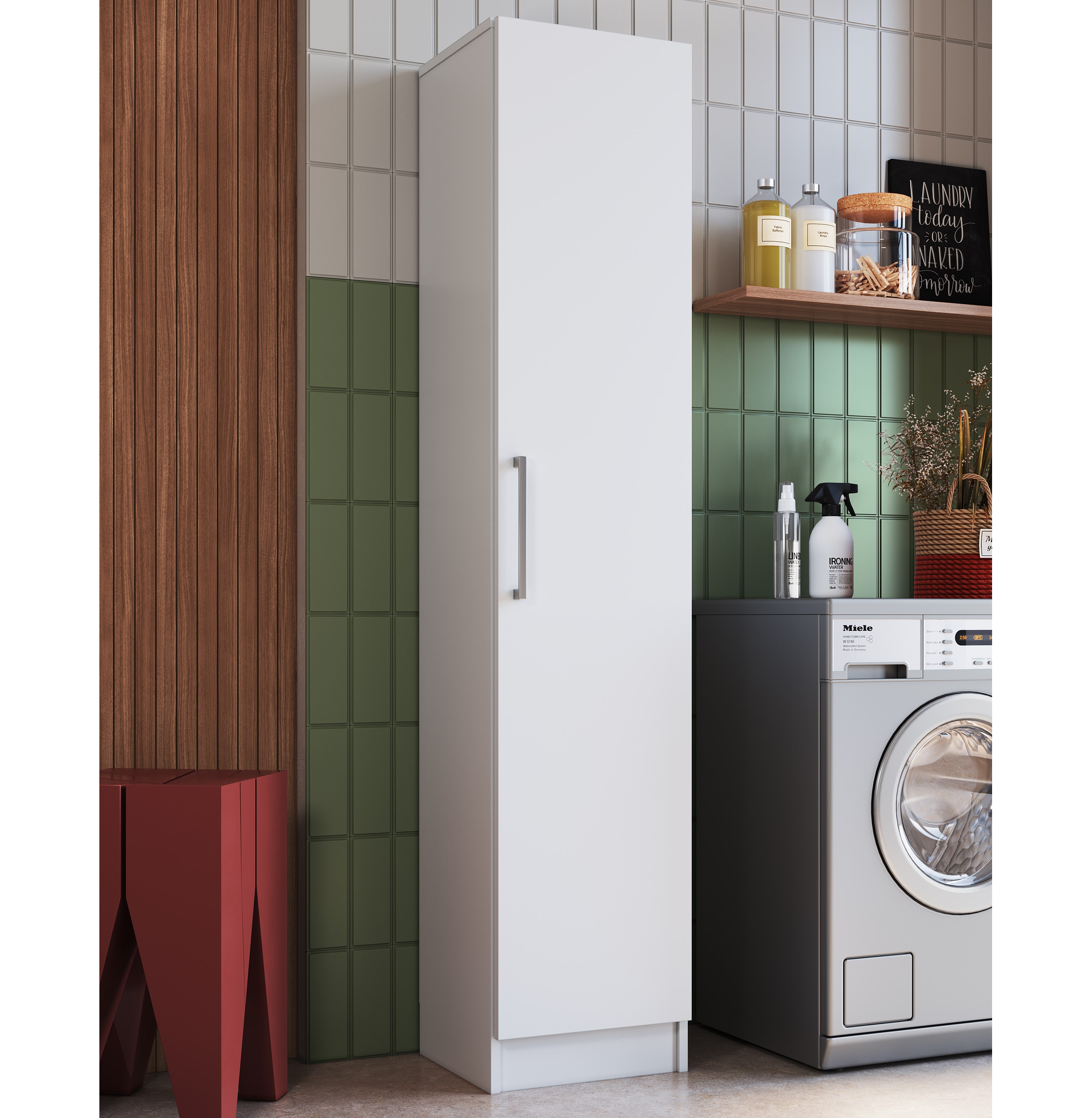 ESTANTE UNA PUERTA CON 5 ESPACIOS BLANCO LINEA SLIM - 2