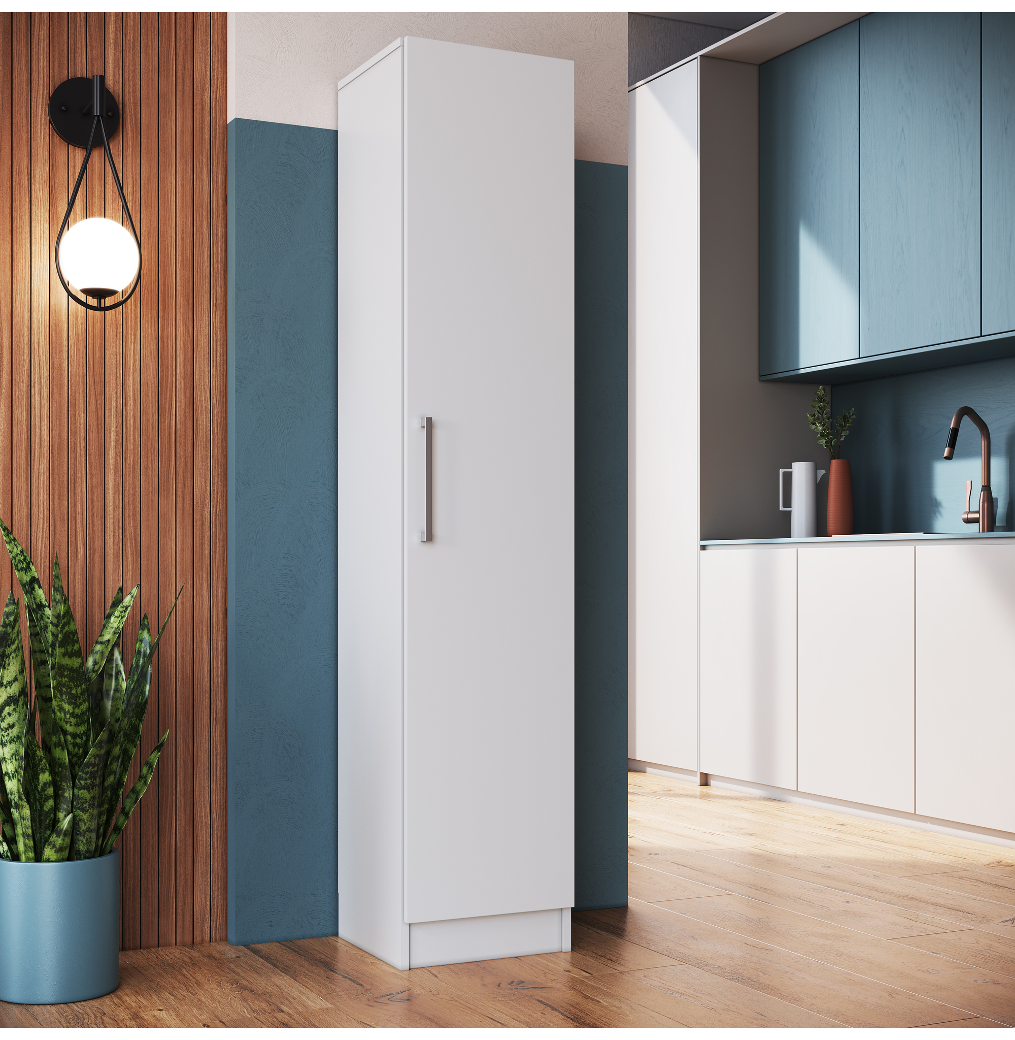 ESTANTE UNA PUERTA CON 5 ESPACIOS BLANCO LINEA SLIM - 3