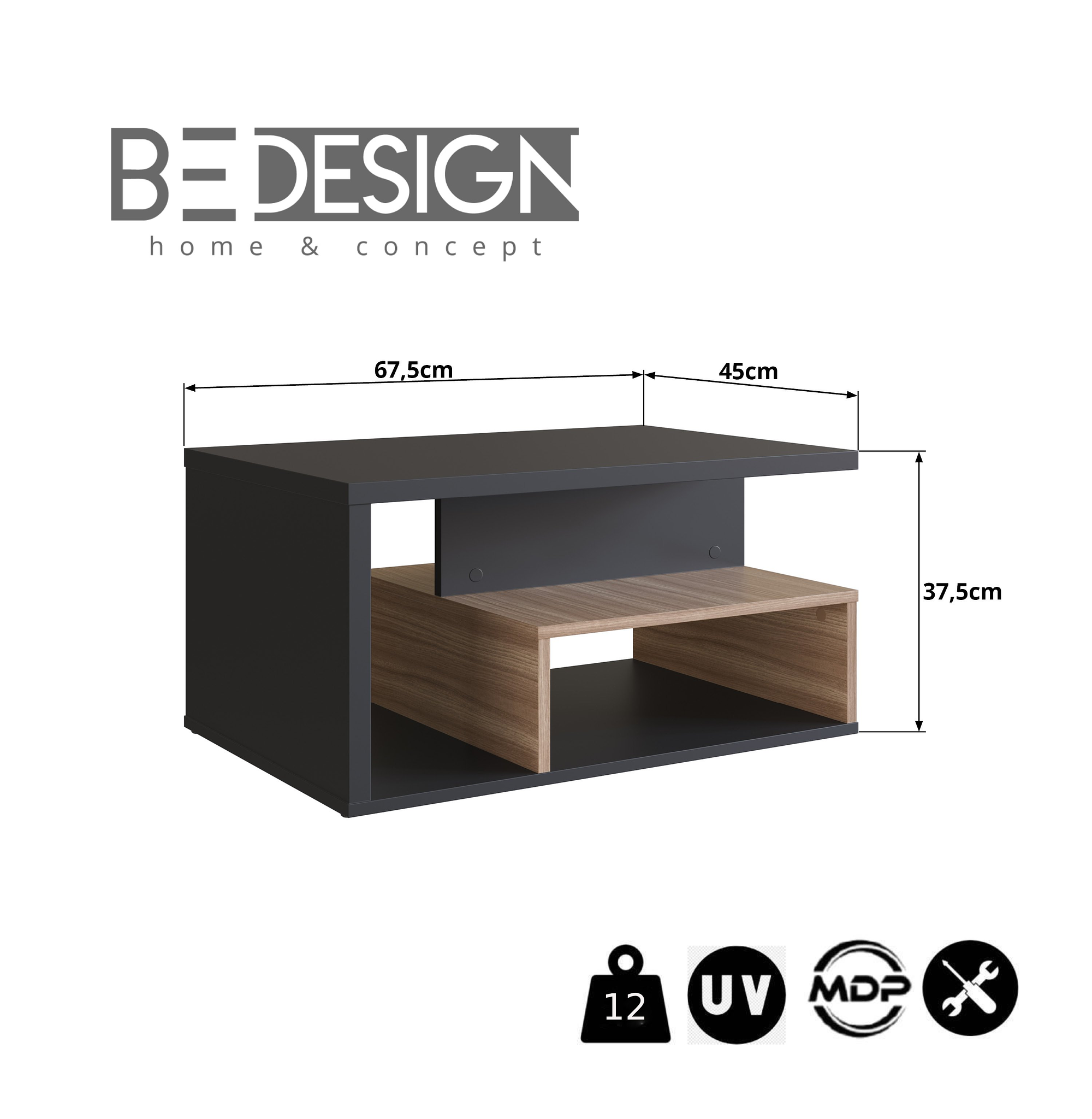 MESA DE CENTRO NEGRO CASTAÑO LINEA EMOVELL - 3