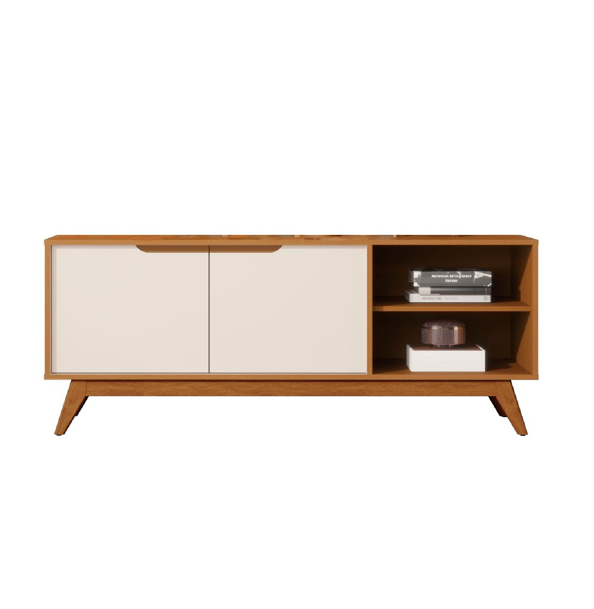RACK TV 1,4M 2 PUERTAS CARAMELO PERLA - 1