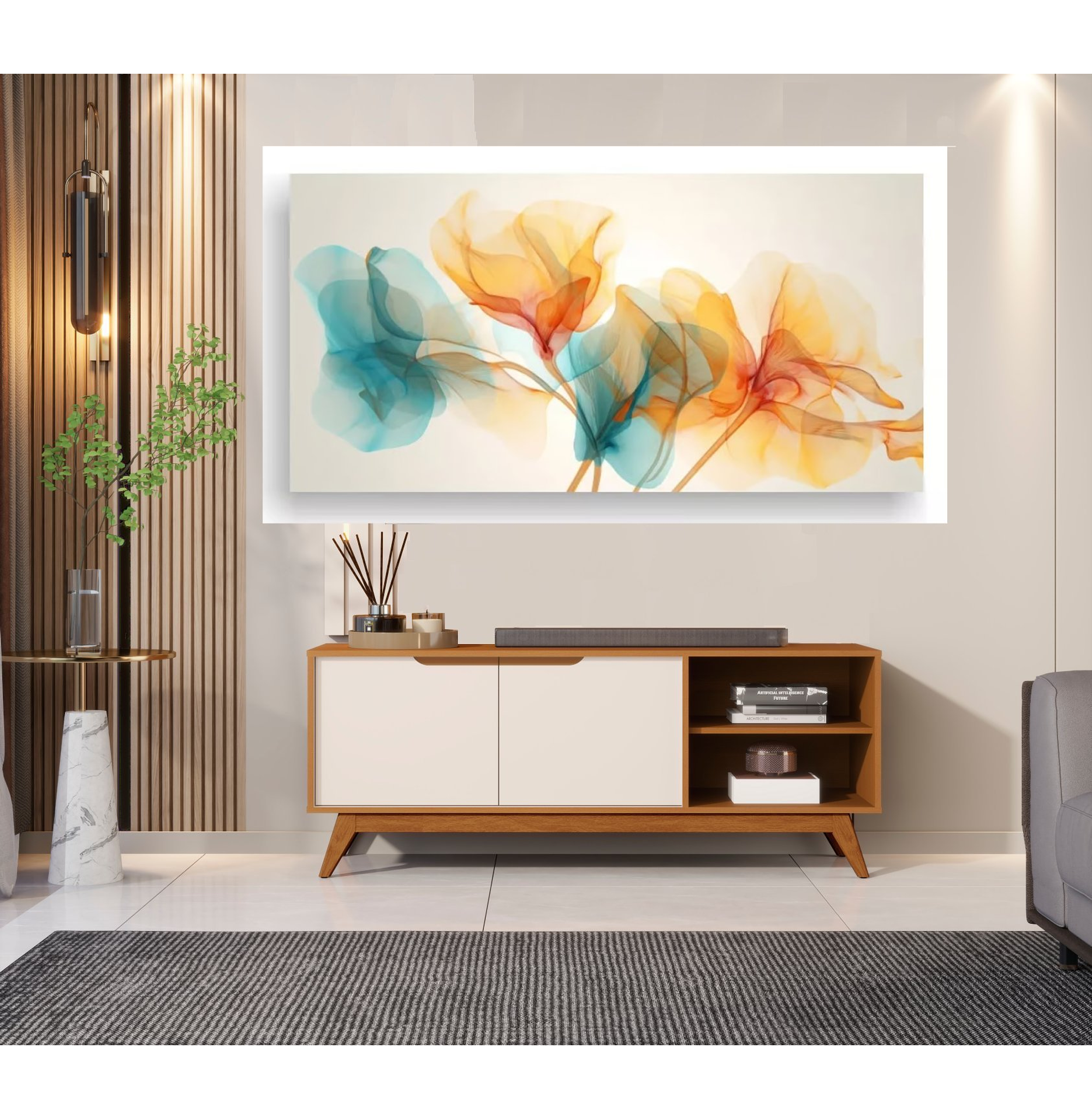 RACK TV 1,4M 2 PUERTAS CARAMELO PERLA - 2