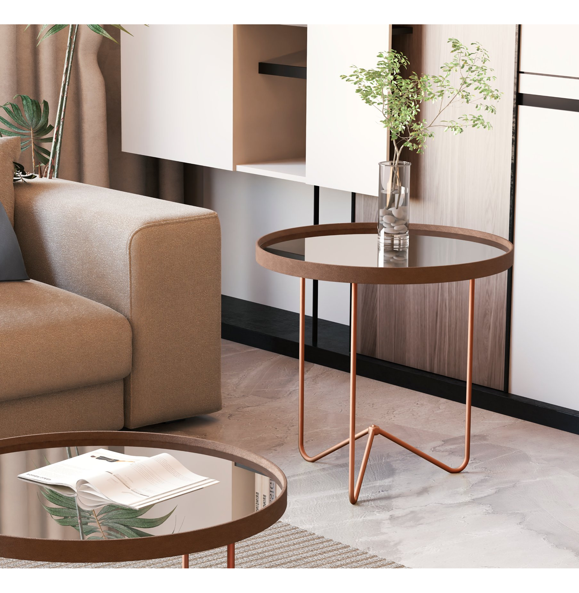 MESA LATERAL REDONDA BRONCE - 2