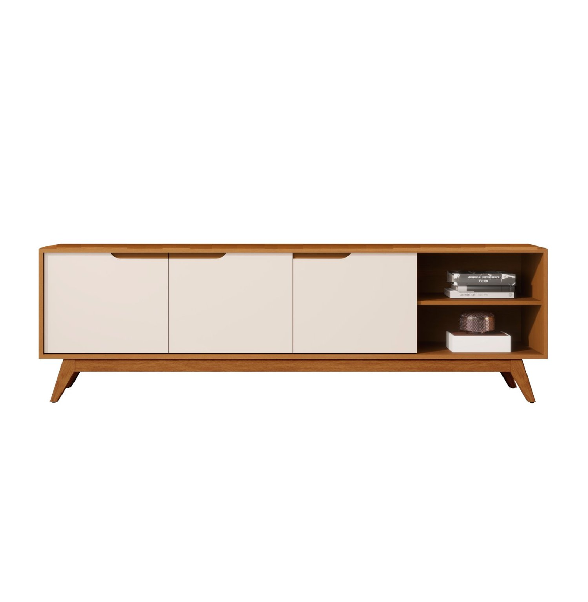 RACK TV 1,8M 3 PUERTAS CARAMELO PERLA - 1