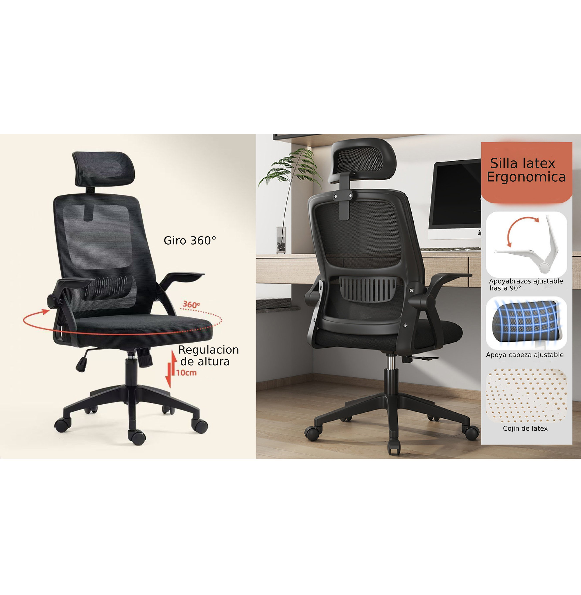 SILLA ERGONOMICA NEGRA 24 HRS - 3