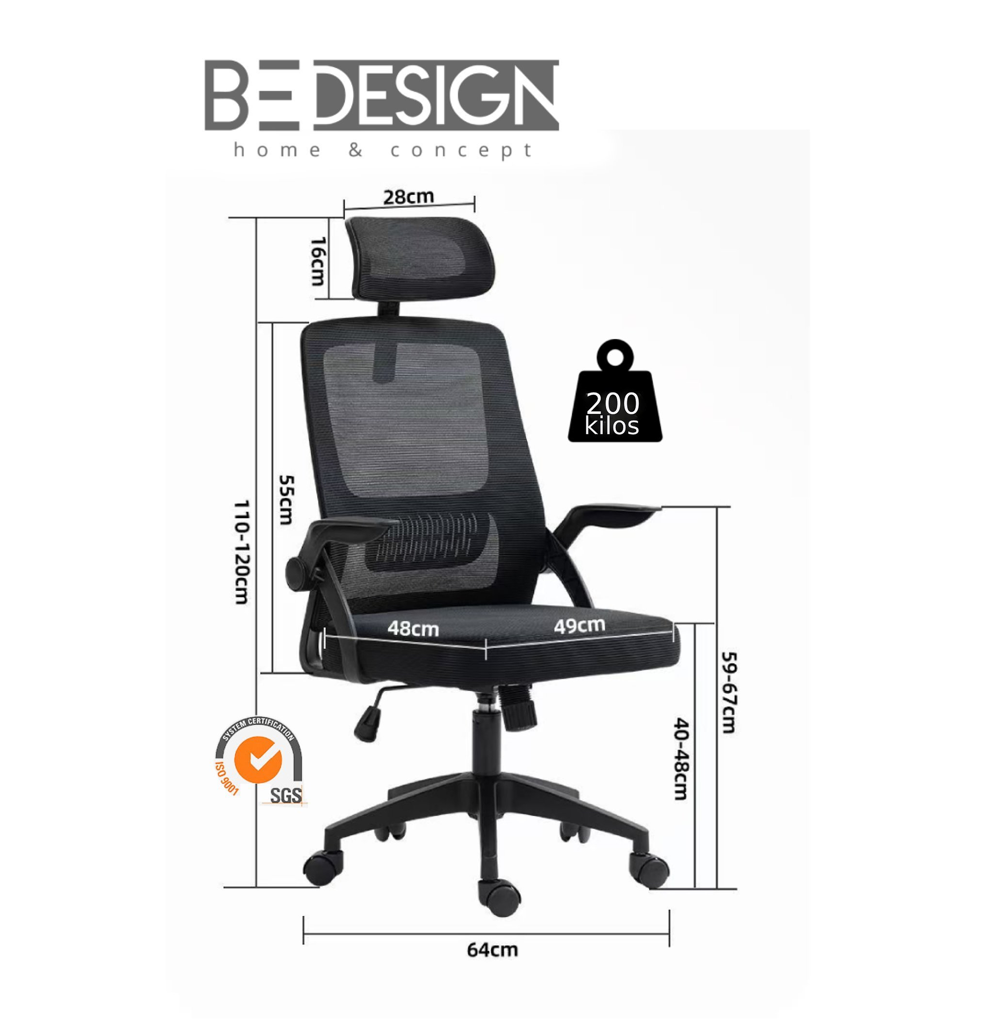 SILLA ERGONOMICA NEGRA 24 HRS - 5