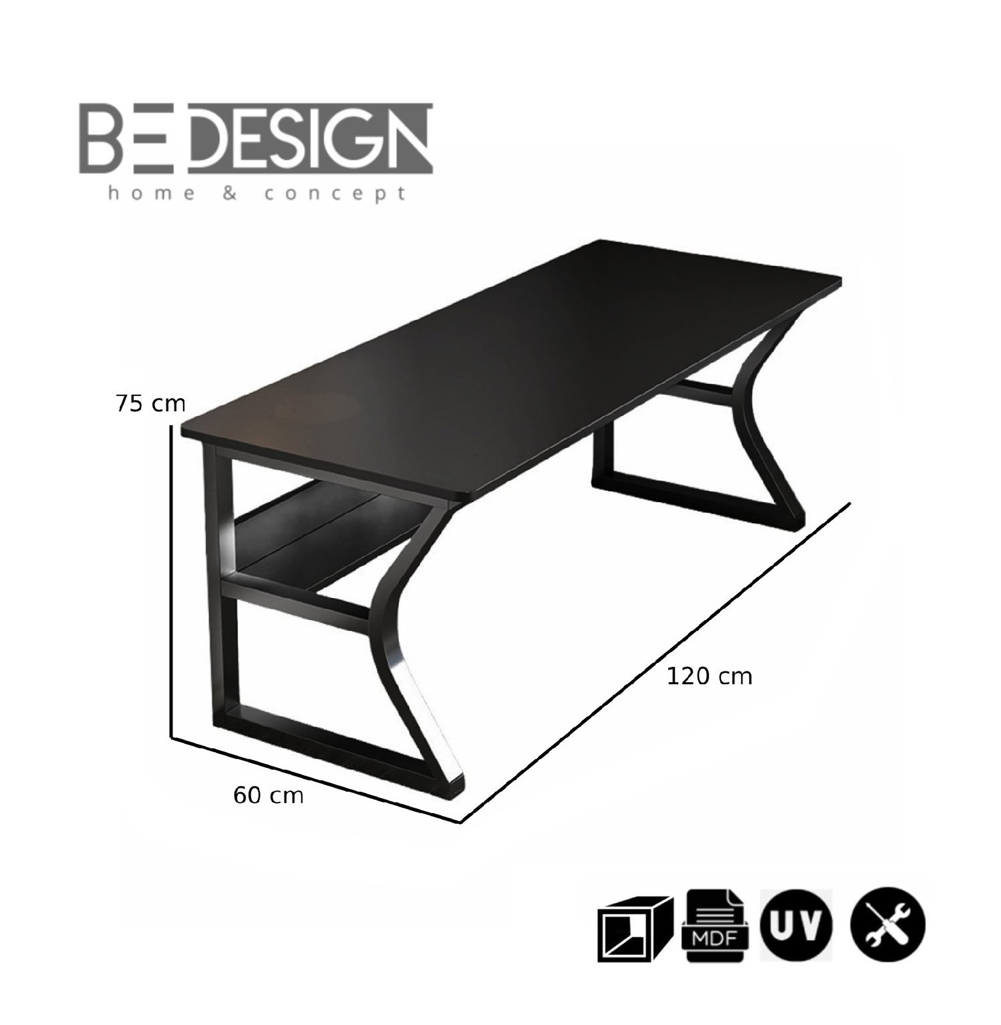 ESCRITORIO GAMER METAL NEGRO - 5