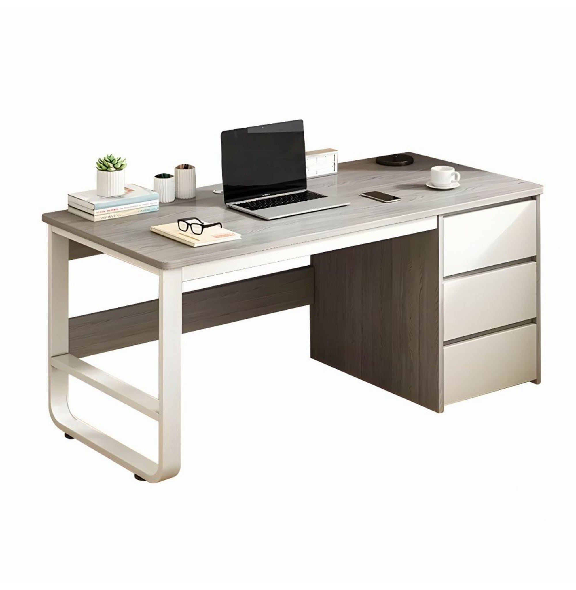 ESCRITORIO EJECUTIVO METAL GRIS BLANCO - 1