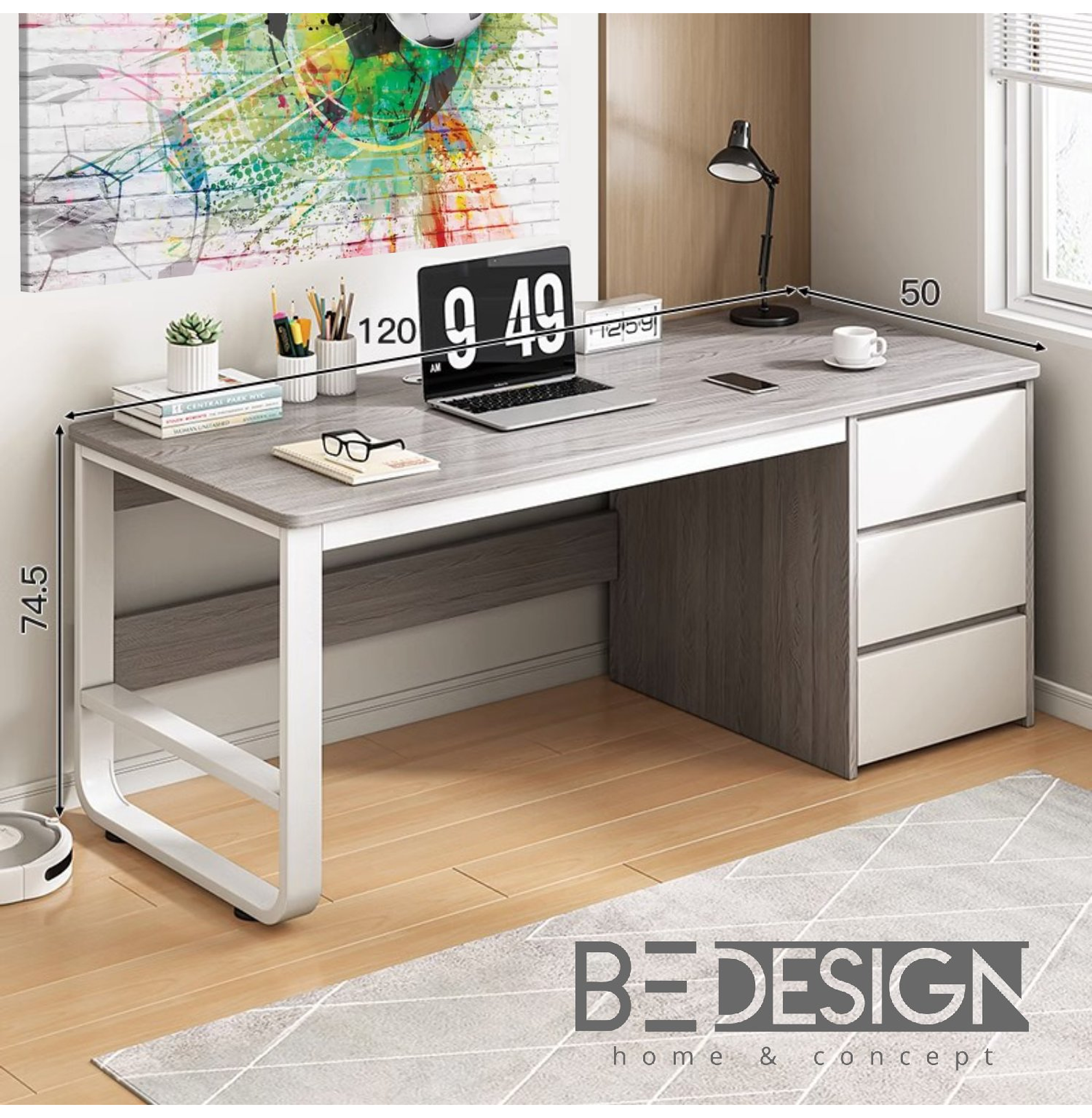 ESCRITORIO EJECUTIVO METAL GRIS BLANCO - 5