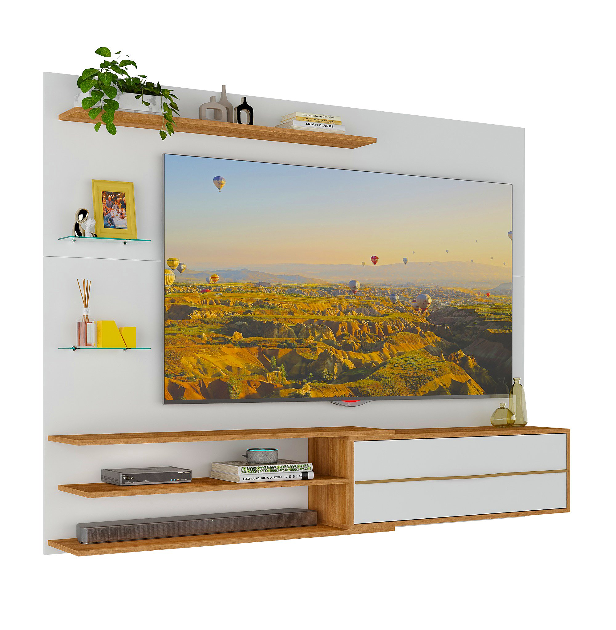 RACK PARED BE65' EN COLOR BLANCO MIEL - 1