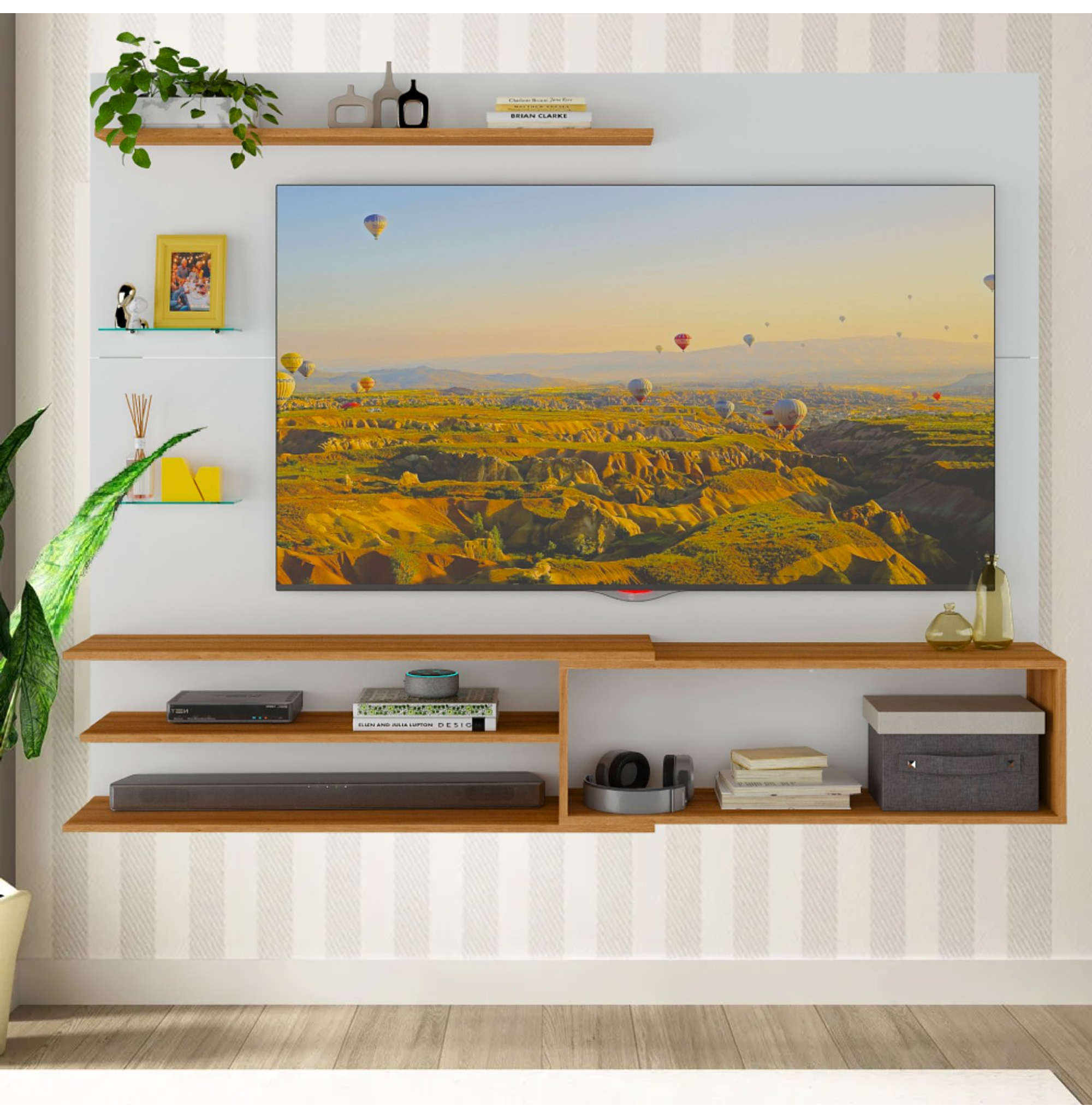 RACK PARED BE65' EN COLOR BLANCO MIEL - 2