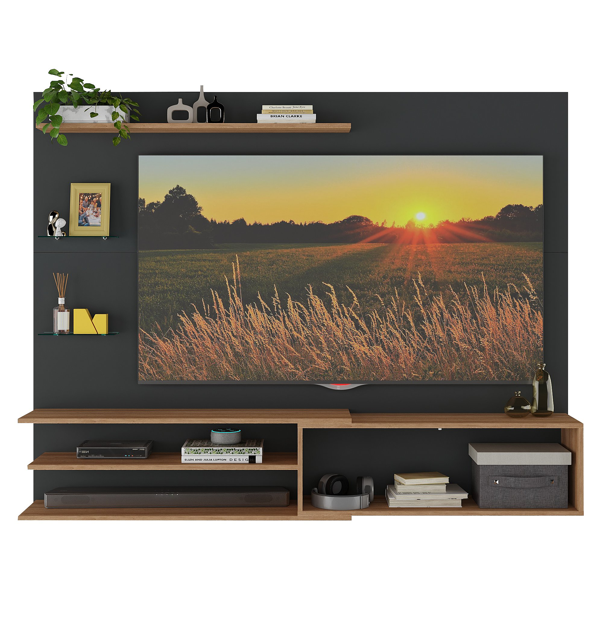 RACK PARED BE65' EN COLOR NEGRO MIEL - 4