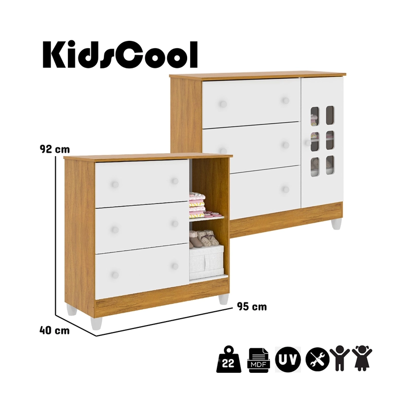 COMODA MARIA 4 CAJONES CON PUERTA EN COLOR BLANCO MIEL - 4