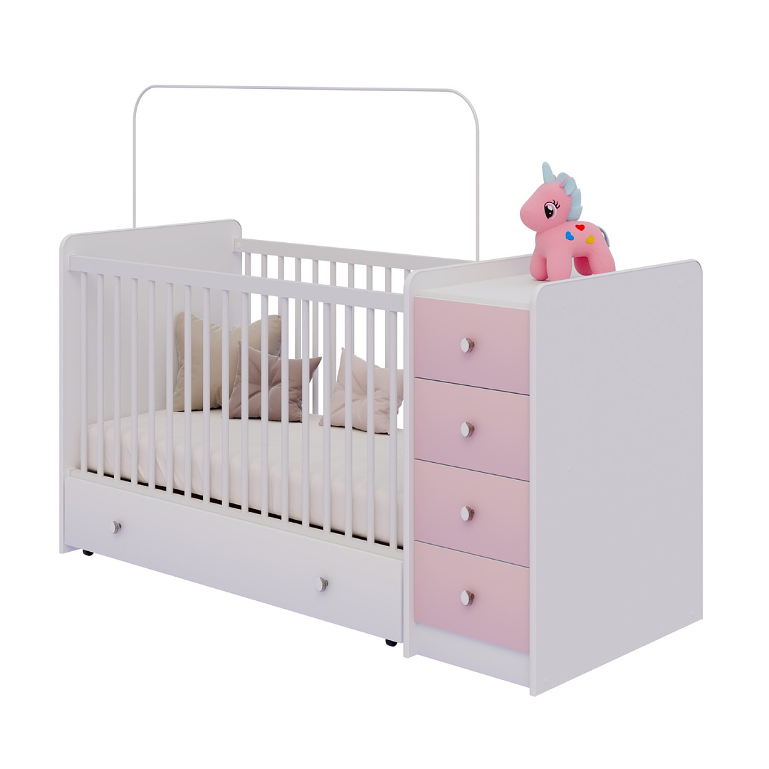 CUNA C/COMODA TOP BABY ROSADA - 1