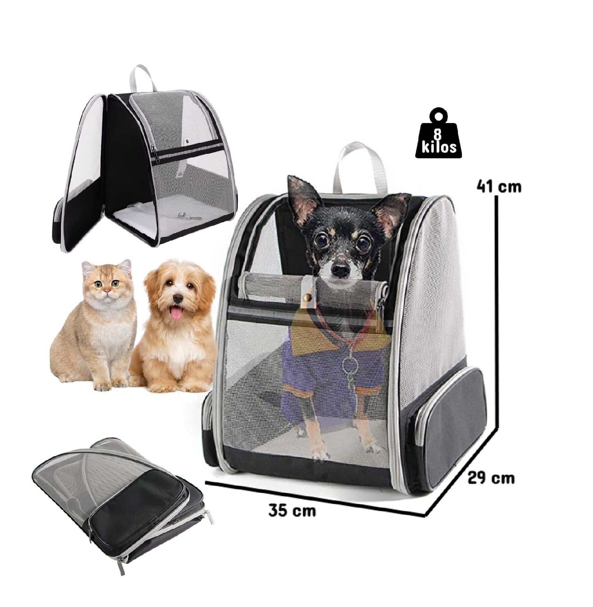 MOCHILA TRANSPORTE MASCOTA BLACK - 7