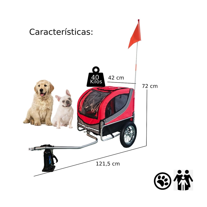 CARRITO BABY TRAILER PARA PETS ROJO - 3