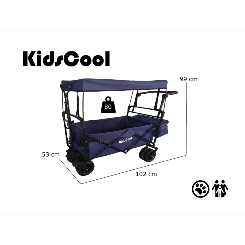 CARRITO WAGON PLEGABLE CON TECHO AZUL - 2