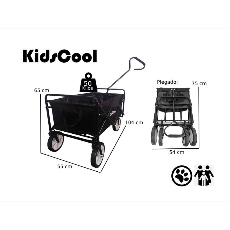 BEACH WAGON JUNIOR PLEGABLE NEGRO - 4