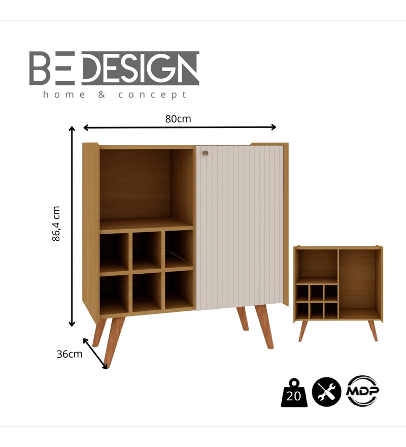 BUFFET VERTICE 1 PUERTA CARAMELO BEIGE - 3