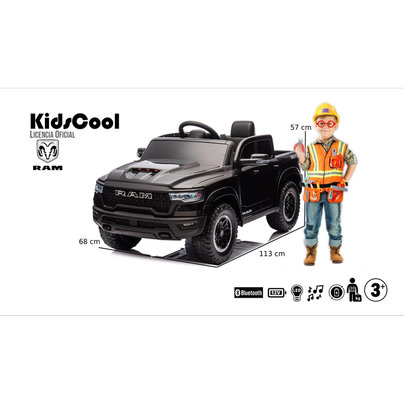 CAMIONETA A  BATERIA RAM 1500 RHO TRUCK 12V NEGRA - 6