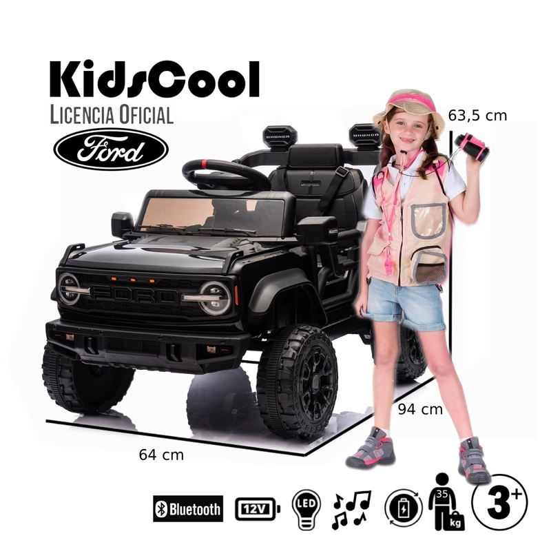 CAMIONETA A BATERIA FORD BRONCO 12V NEGRO - 5