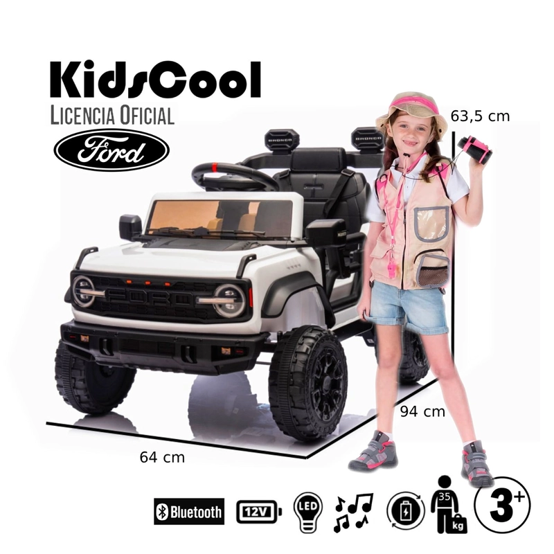 CAMIONETA A BATERIA FORD BRONCO 12V BLANCO - 5