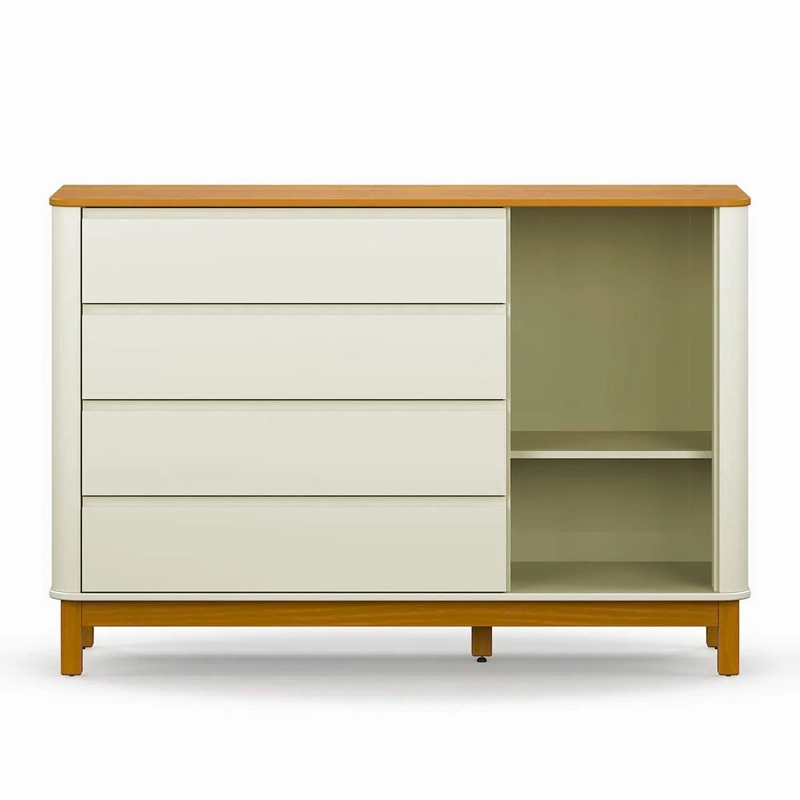 COMODA FLOW 4 CAJONES + PUERTA BEIGE ECO WOOD - 2