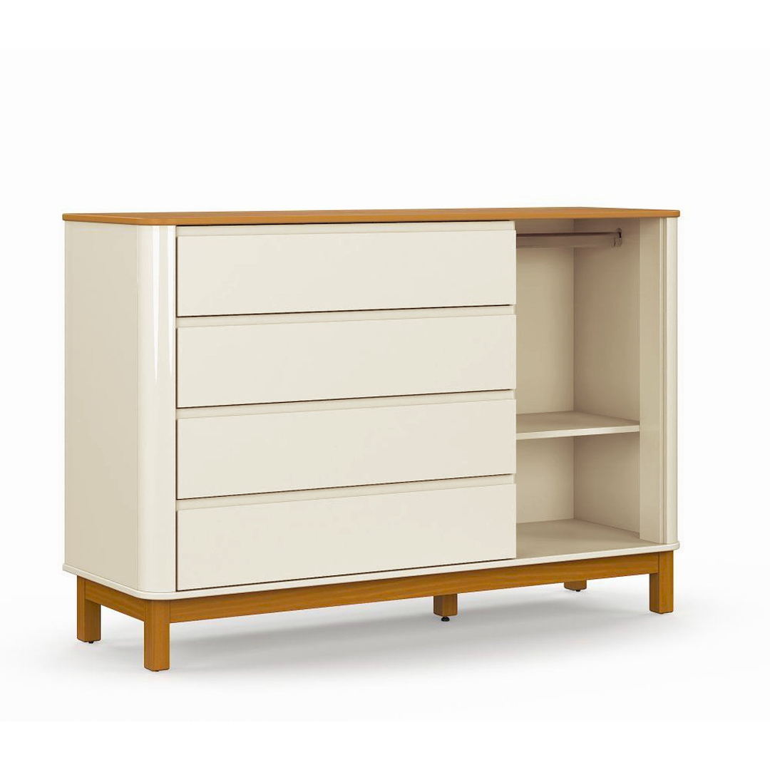 COMODA FLOW 4 CAJONES + PUERTA BEIGE ECO WOOD - 3