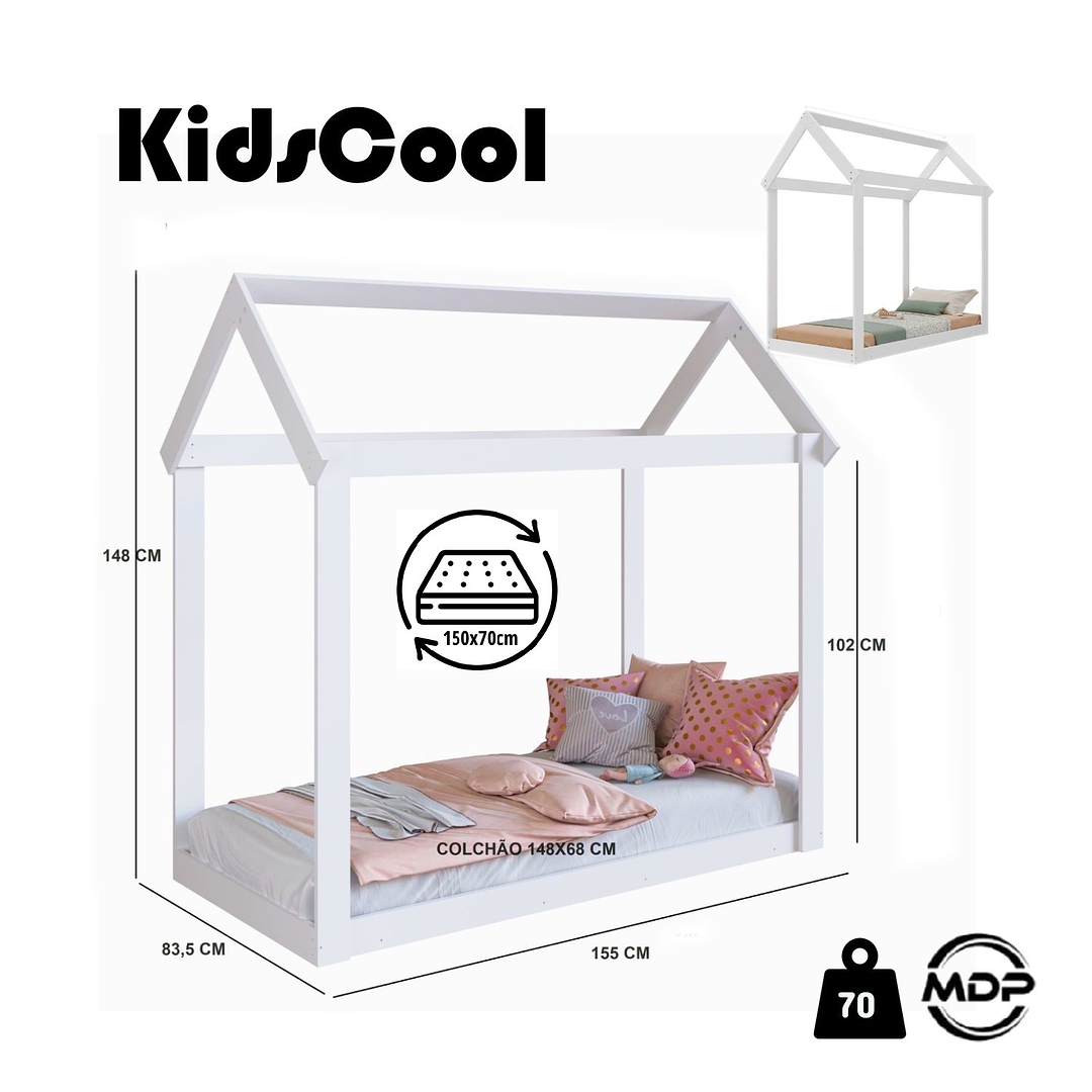 CAMA CASITA MONTESSORIANO CARIÑO BLANCA - 3