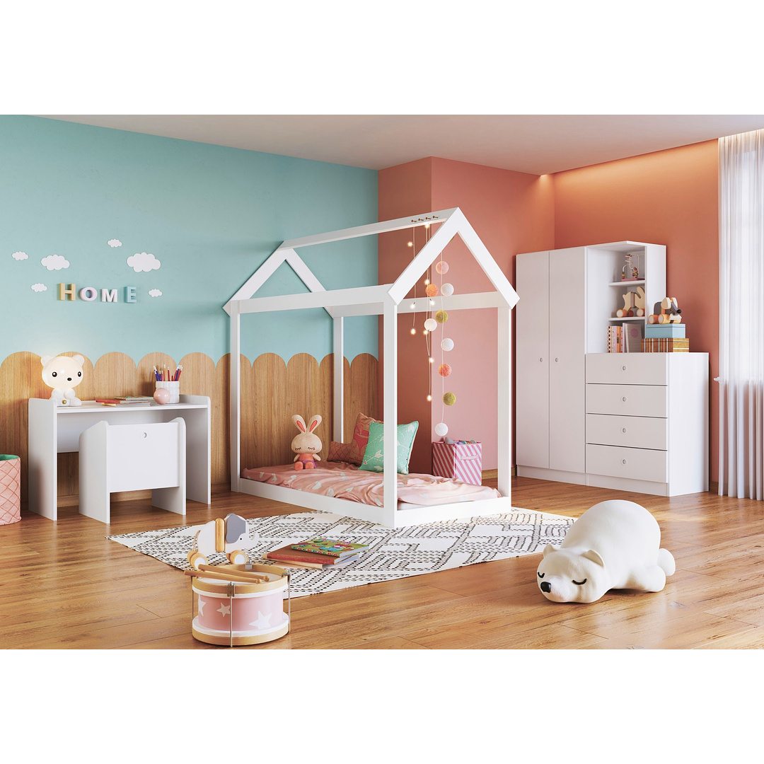 CAMA CASITA MONTESSORIANO CARIÑO BLANCA - 4