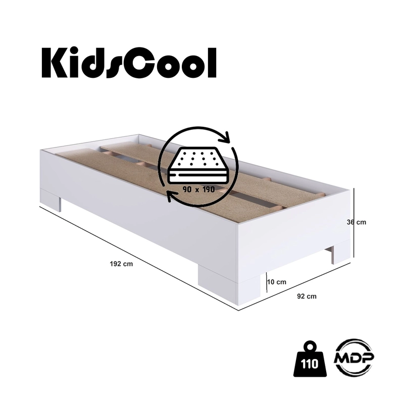 CAMA INDIVIDUAL BOX 90 XANGAI BLANCO 190X90 - 4