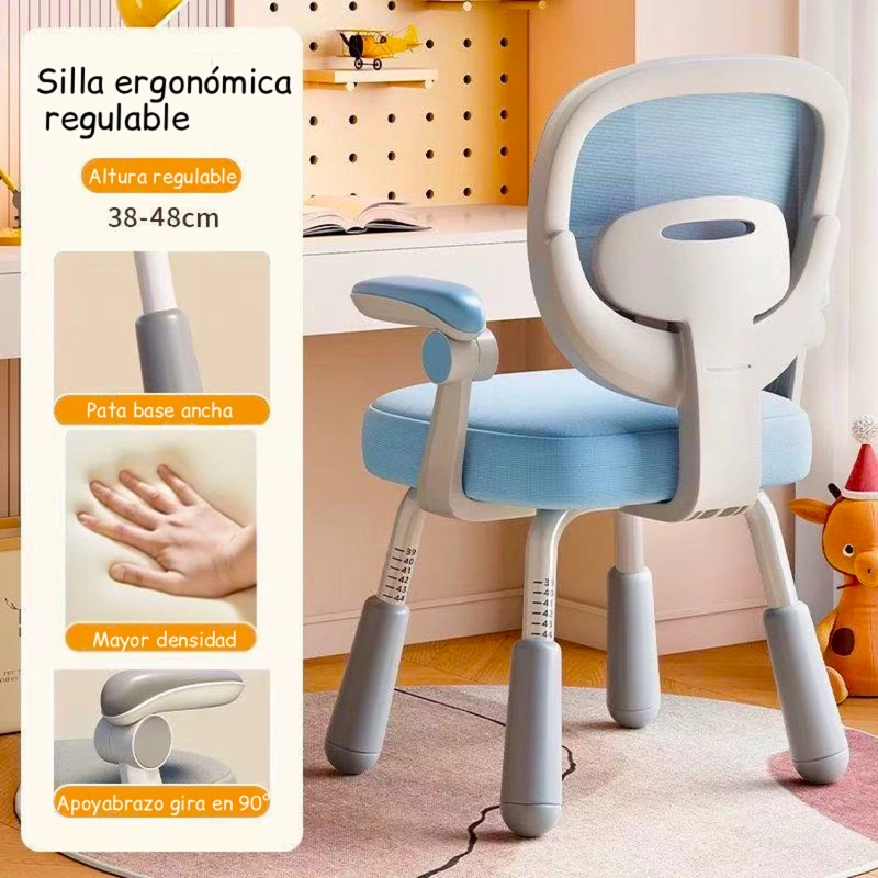 SILLA DE ESCRITORIO INFANTIL ERGONOMICA AZUL - 3