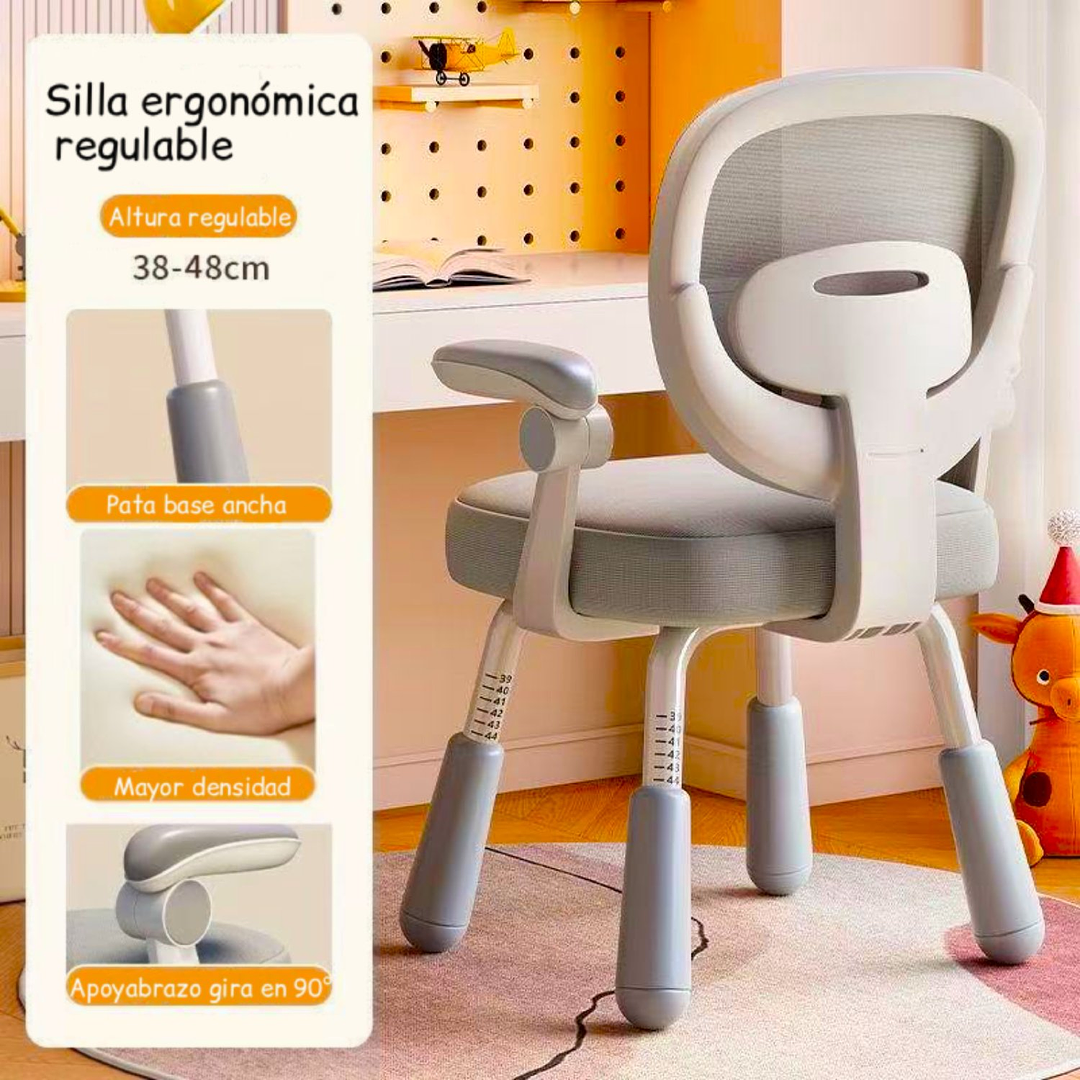 SILLA DE ESCRITORIO INFANTIL ERGONOMICA GRIS - 5