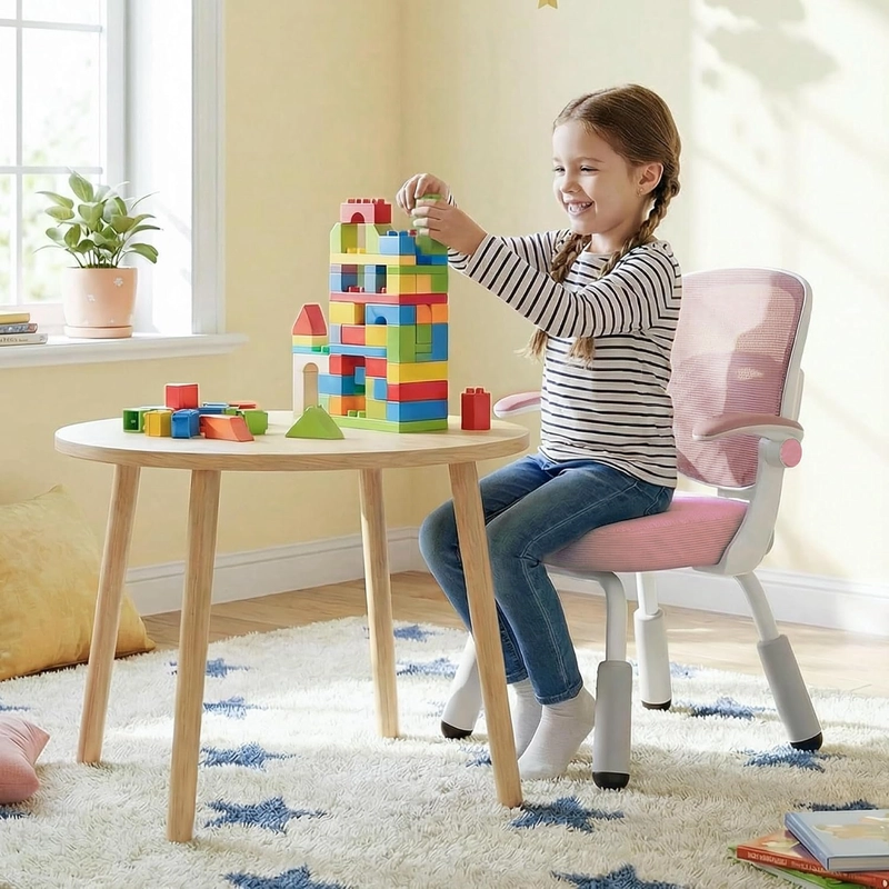 SILLA DE ESCRITORIO INFANTIL ERGONOMICA ROSADO - 4