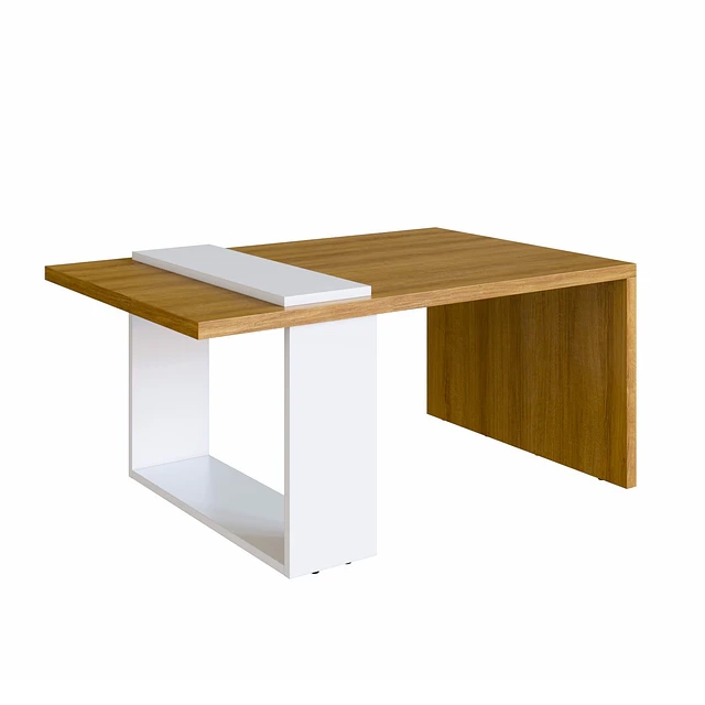 MESA DE CENTRO BOHO MIEL Y BLANCO - 2