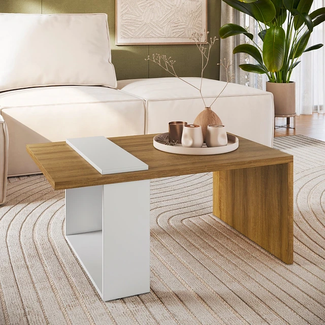 MESA DE CENTRO BOHO MIEL Y BLANCO - 3