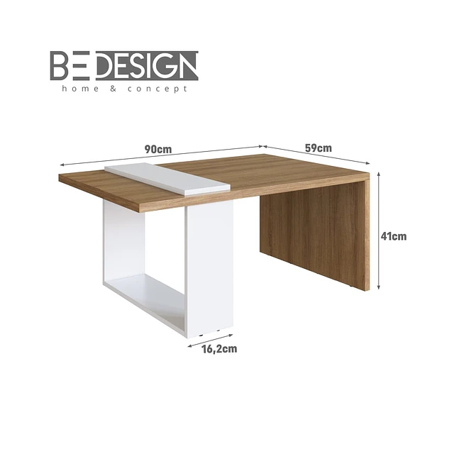 MESA DE CENTRO BOHO MIEL Y BLANCO - 4