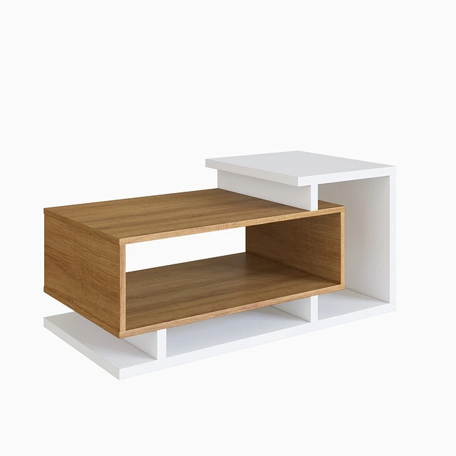 MESA DE CENTRO BOHO BICOLOR BLANCO Y MIEL - 2