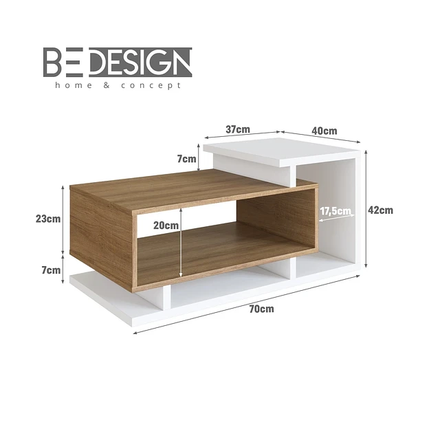 MESA DE CENTRO BOHO BICOLOR BLANCO Y MIEL - 4