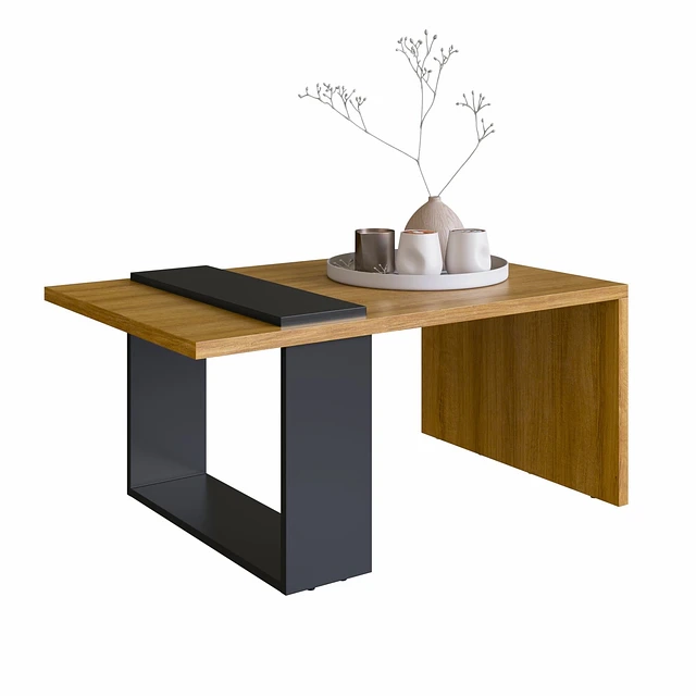 MESA DE CENTRO BOHO MIEL Y NEGRO - 1