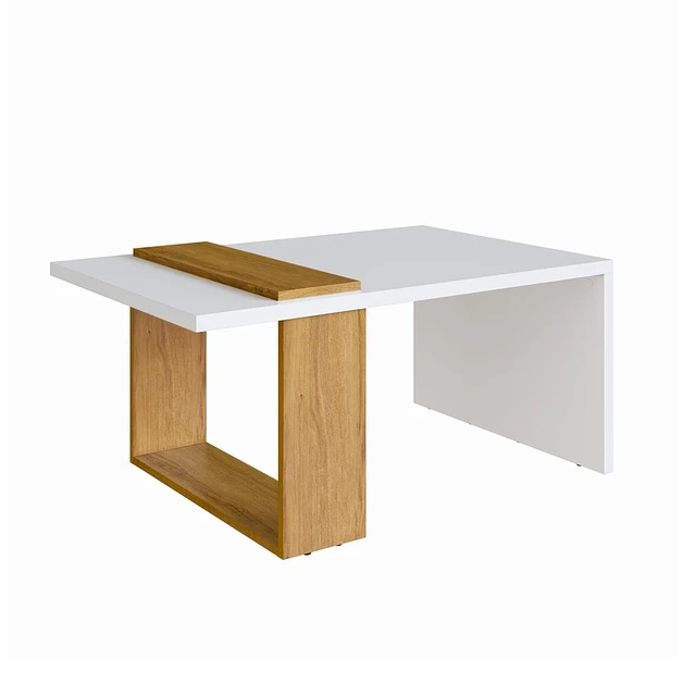 MESA DE CENTRO BOHO BLANCO Y MIEL - 2